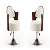 Bopper White and Polished Chrome Faux Leather Adjustable Height Swivel Accent Chair (Set of 2)