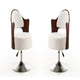 Bopper White and Polished Chrome Faux Leather Adjustable Height Swivel Accent Chair (Set of 2)