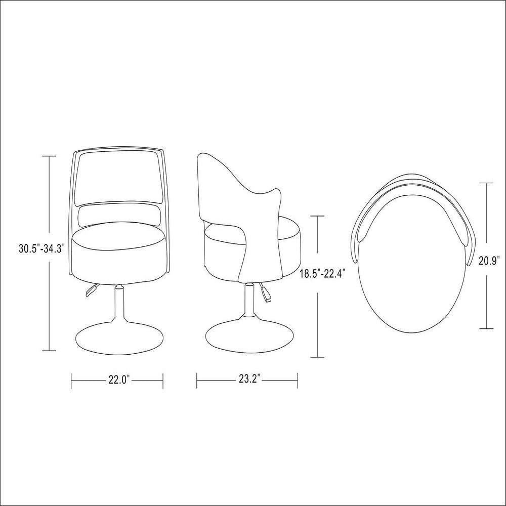 Salon White and Polished Chrome Faux Leather Adjustable Height Swivel Accent Chair (Set of 2) MHC-2-AC034-WH