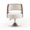 Salon White and Polished Chrome Faux Leather Adjustable Height Swivel Accent Chair (Set of 2) MHC-2-AC034-WH