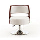 Salon White and Polished Chrome Faux Leather Adjustable Height Swivel Accent Chair (Set of 2) MHC-2-AC034-WH