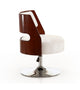 Salon White and Polished Chrome Faux Leather Adjustable Height Swivel Accent Chair (Set of 2) MHC-2-AC034-WH