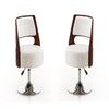 Salon White and Polished Chrome Faux Leather Adjustable Height Swivel Accent Chair (Set of 2)