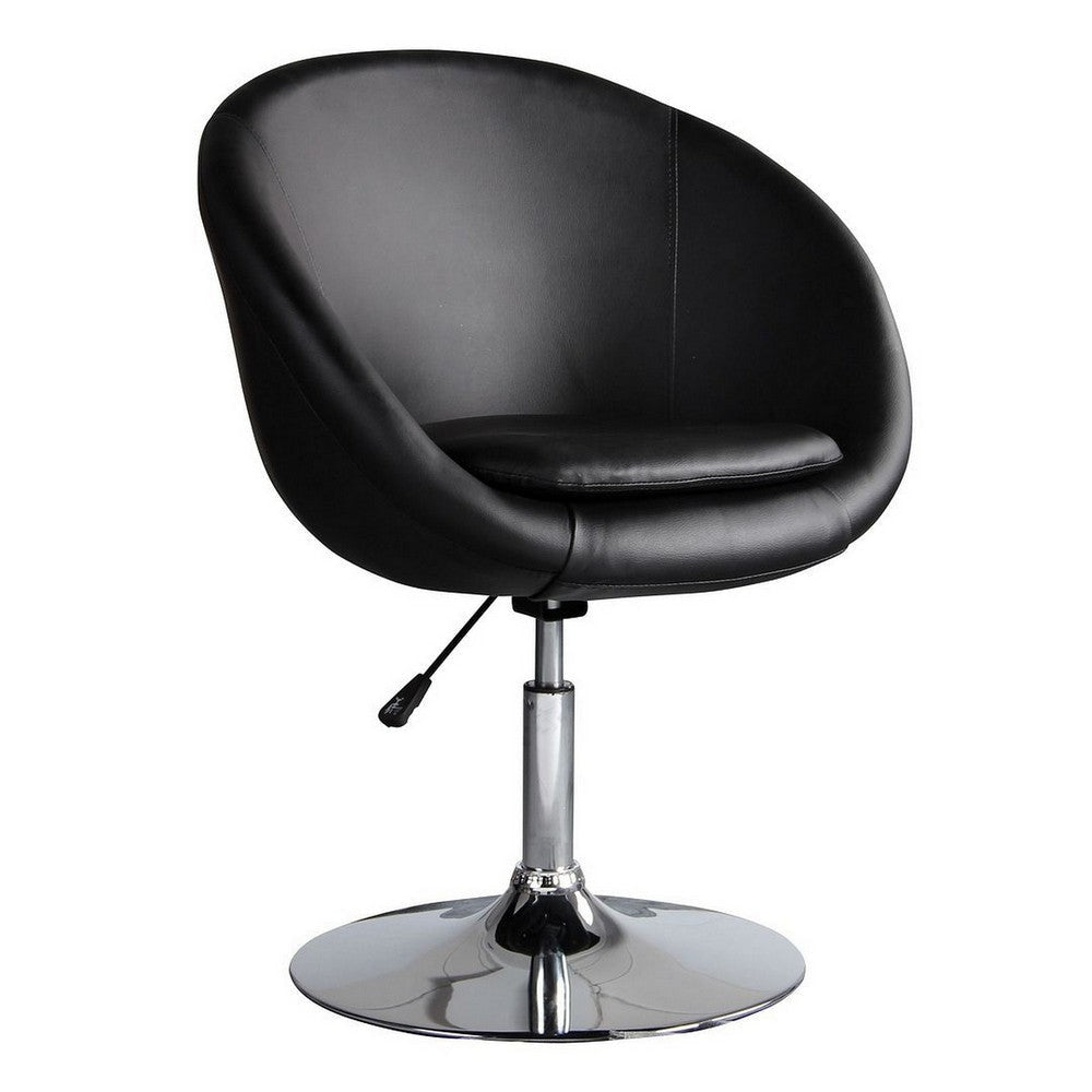 Hopper Black and Polished Chrome Faux Leather Adjustable Height Chair (Set of 2) MHC-2-AC036-BK