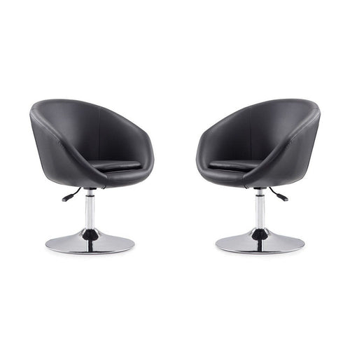 Hopper Black and Polished Chrome Faux Leather Adjustable Height Chair (Set of 2)