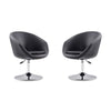 Hopper Black and Polished Chrome Faux Leather Adjustable Height Chair (Set of 2)