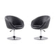Hopper Black and Polished Chrome Faux Leather Adjustable Height Chair (Set of 2)