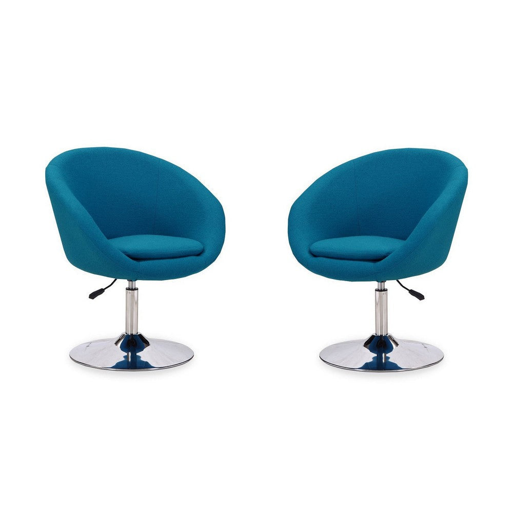 Hopper Blue and Polished Chrome Wool Blend Adjustable Height Chair (Set of 2)