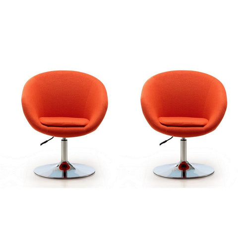 Hopper Orange and Polished Chrome Wool Blend Adjustable Height Chair (Set of 2)