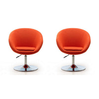 Hopper Orange and Polished Chrome Wool Blend Adjustable Height Chair (Set of 2)