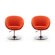 Hopper Orange and Polished Chrome Wool Blend Adjustable Height Chair (Set of 2)