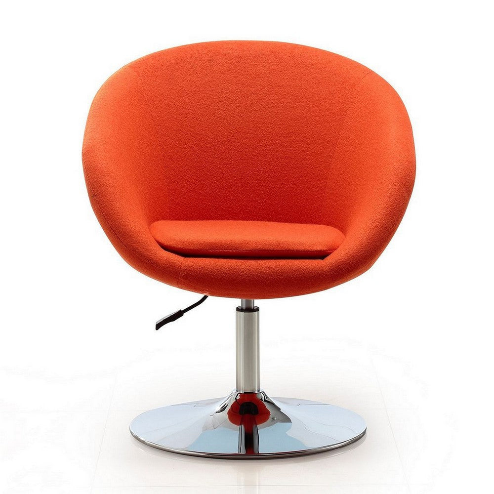 Hopper Orange and Polished Chrome Wool Blend Adjustable Height Chair (Set of 2) MHC-2-AC036-OR