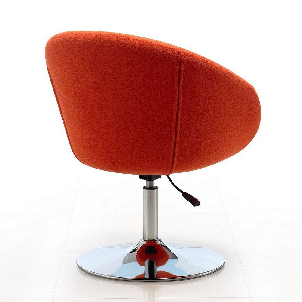 Hopper Orange and Polished Chrome Wool Blend Adjustable Height Chair (Set of 2) MHC-2-AC036-OR