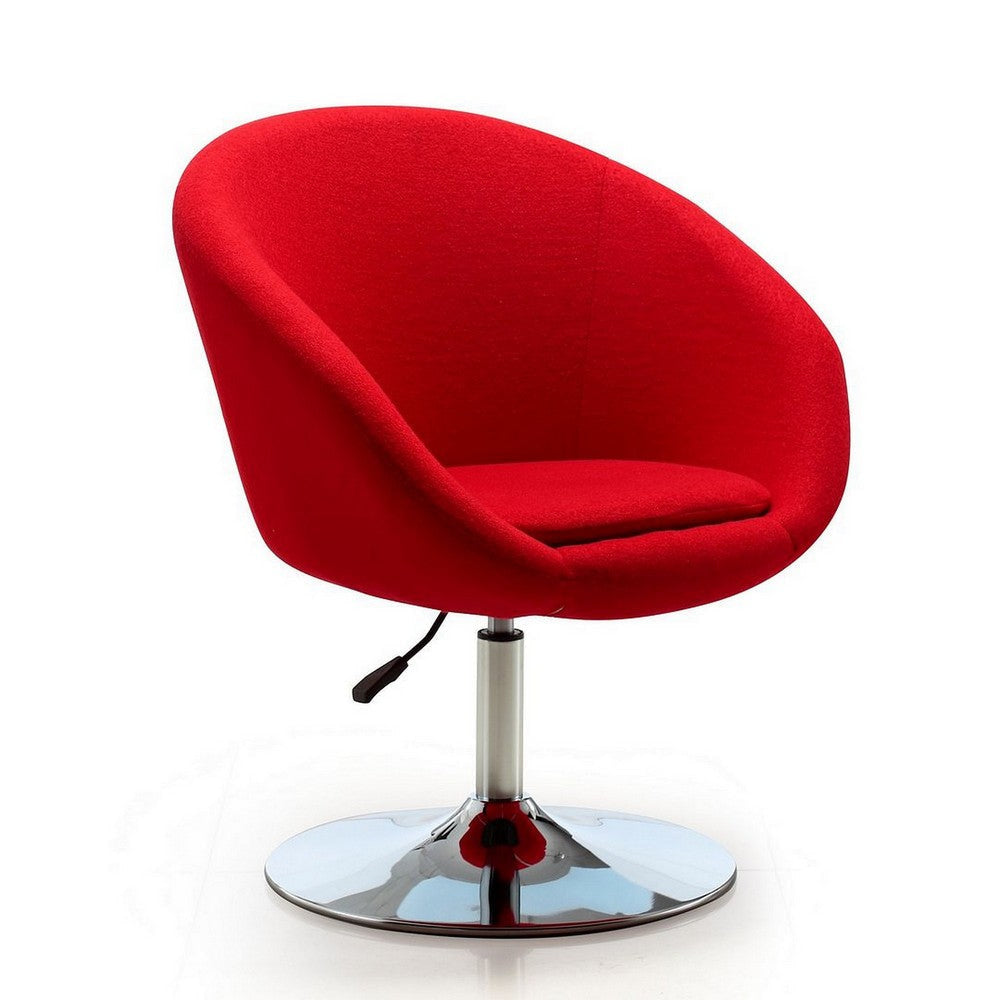 Hopper Red and Polished Chrome Wool Blend Adjustable Height Chair (Set of 2) MHC-2-AC036-RD