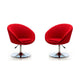 Hopper Red and Polished Chrome Wool Blend Adjustable Height Chair (Set of 2)