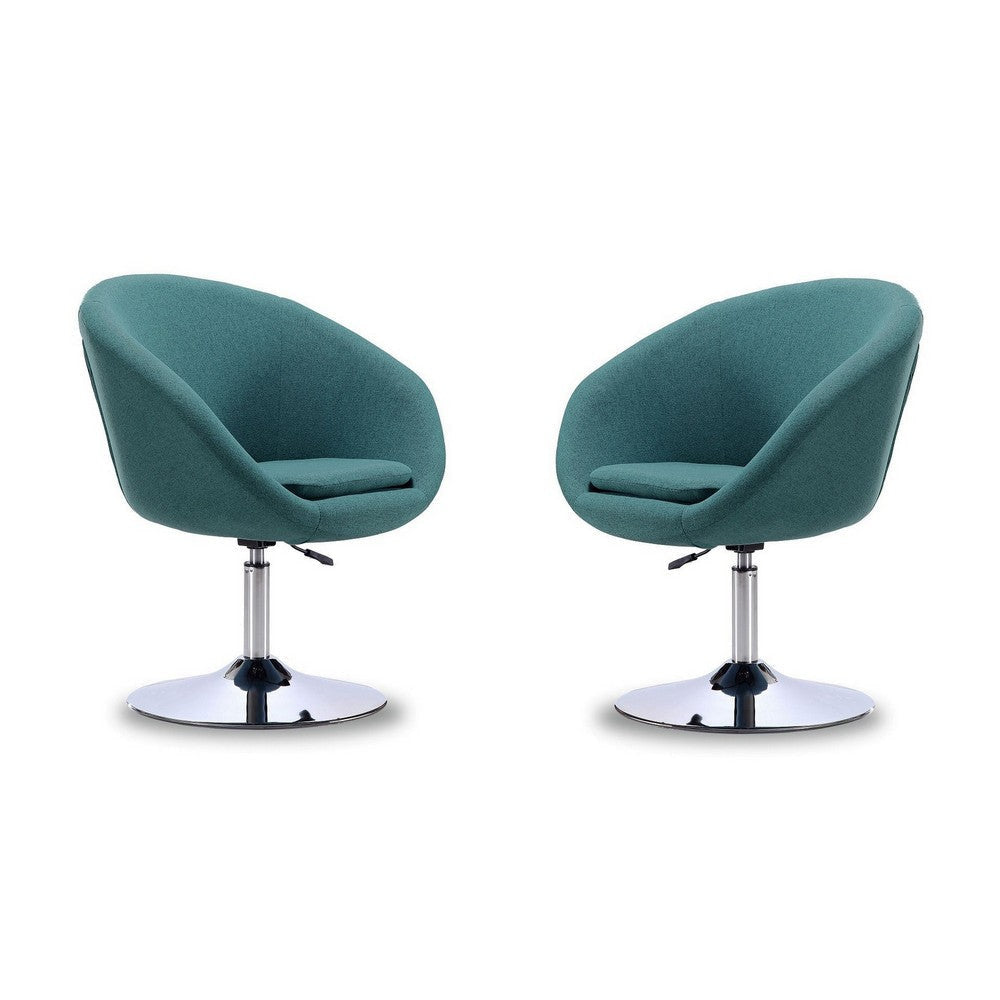 Hopper Sky Blue and Polished Chrome Twill Adjustable Height Chair (Set of 2)