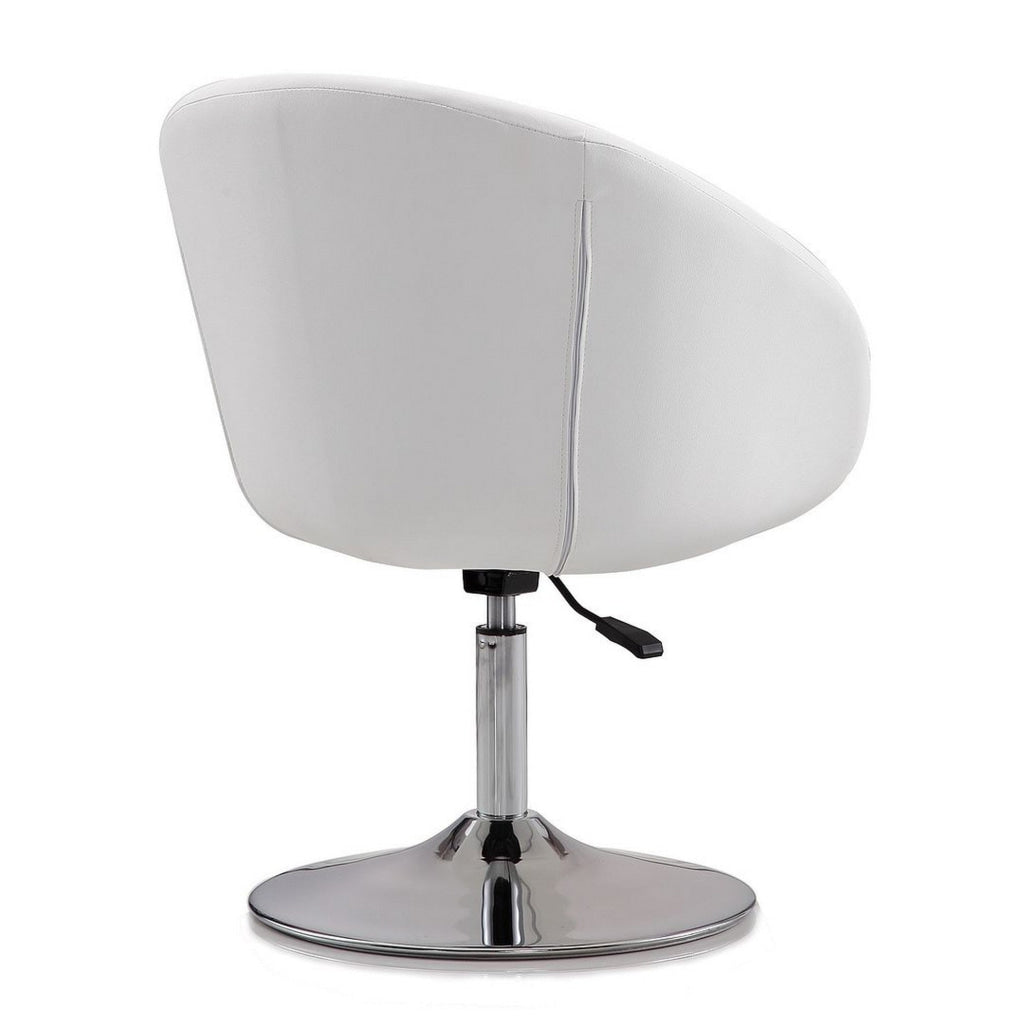 Hopper White and Polished Chrome Faux Leather Adjustable Height Chair (Set of 2) MHC-2-AC036-WH