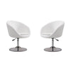 Hopper White and Polished Chrome Faux Leather Adjustable Height Chair (Set of 2)