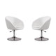 Hopper White and Polished Chrome Faux Leather Adjustable Height Chair (Set of 2)