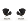 Raspberry Black and Polished Chrome Faux Leather Adjustable Swivel Chair (Set of 2)