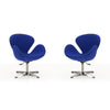 Raspberry Blue and Polished Chrome Wool Blend Adjustable Swivel Chair (Set of 2)