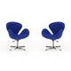 Raspberry Blue and Polished Chrome Wool Blend Adjustable Swivel Chair (Set of 2)