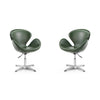 Raspberry Forest Green and Polished Chrome Faux Leather Adjustable Swivel Chair (Set of 2)
