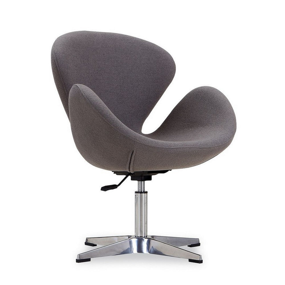 Raspberry Grey and Polished Chrome Wool Blend Adjustable Swivel Chair (Set of 2) MHC-2-AC038-GY