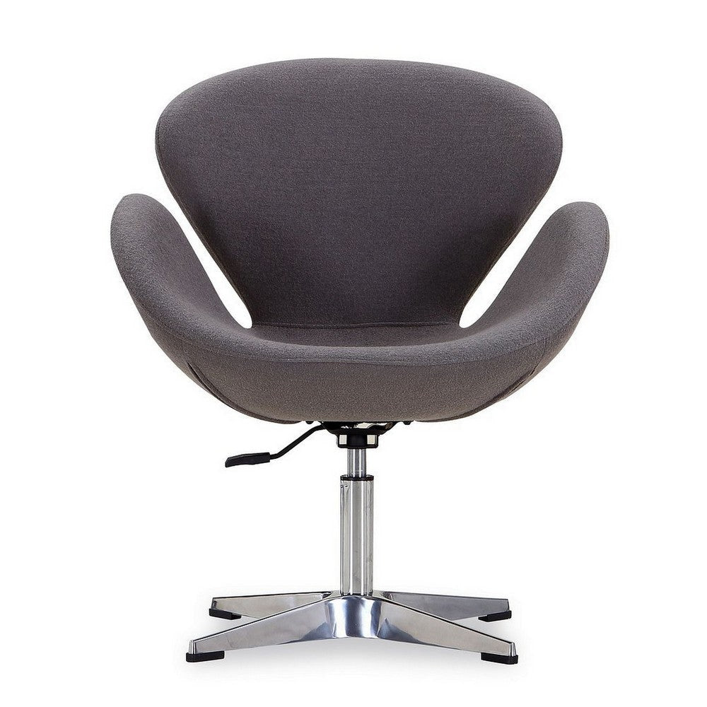 Raspberry Grey and Polished Chrome Wool Blend Adjustable Swivel Chair (Set of 2) MHC-2-AC038-GY