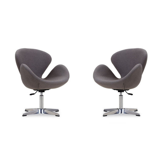 Raspberry Grey and Polished Chrome Wool Blend Adjustable Swivel Chair (Set of 2)