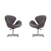 Raspberry Grey and Polished Chrome Wool Blend Adjustable Swivel Chair (Set of 2)