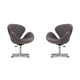 Raspberry Grey and Polished Chrome Wool Blend Adjustable Swivel Chair (Set of 2)