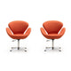 Raspberry Orange and Polished Chrome Wool Blend Adjustable Swivel Chair (Set of 2)