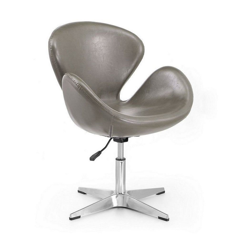 Raspberry Pebble and Polished Chrome Faux Leather Adjustable Swivel Chair (Set of 2) MHC-2-AC038-PE