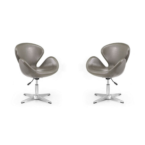 Raspberry Pebble and Polished Chrome Faux Leather Adjustable Swivel Chair (Set of 2)