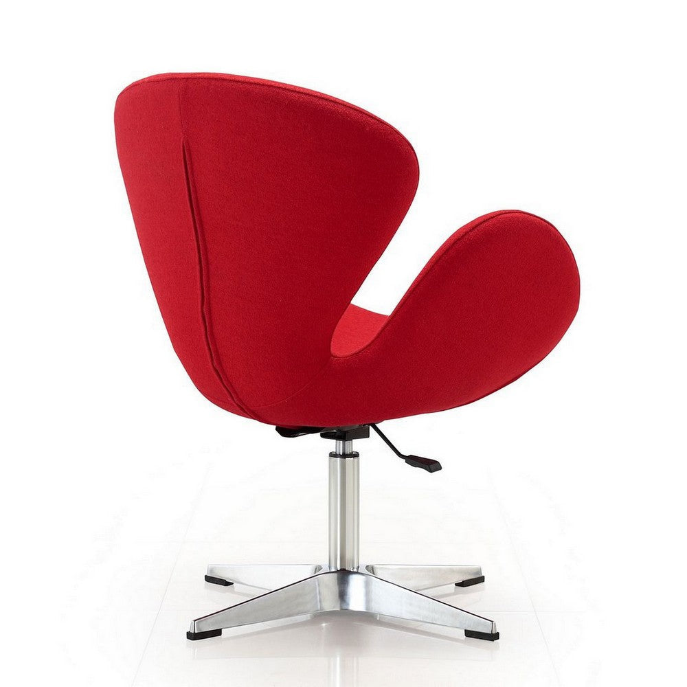 Raspberry Red and Polished Chrome Wool Blend Adjustable Swivel Chair (Set of 2) MHC-2-AC038-RD