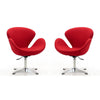 Raspberry Red and Polished Chrome Wool Blend Adjustable Swivel Chair (Set of 2)