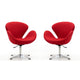 Raspberry Red and Polished Chrome Wool Blend Adjustable Swivel Chair (Set of 2)