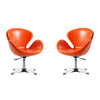 Raspberry Tangerine and Polished Chrome Faux Leather Adjustable Swivel Chair (Set of 2)