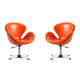 Raspberry Tangerine and Polished Chrome Faux Leather Adjustable Swivel Chair (Set of 2)