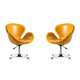 Raspberry Yellow and Polished Chrome Faux Leather Adjustable Swivel Chair (Set of 2)