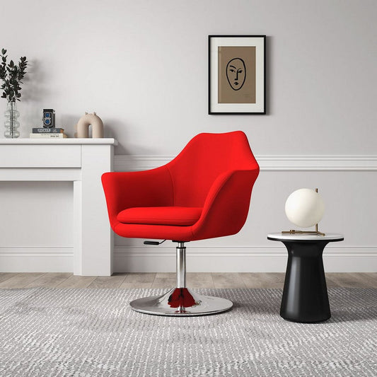 Kinsey Red and Polished Chrome Wool Blend Adjustable Height Swivel Accent Chair (Set of 2)