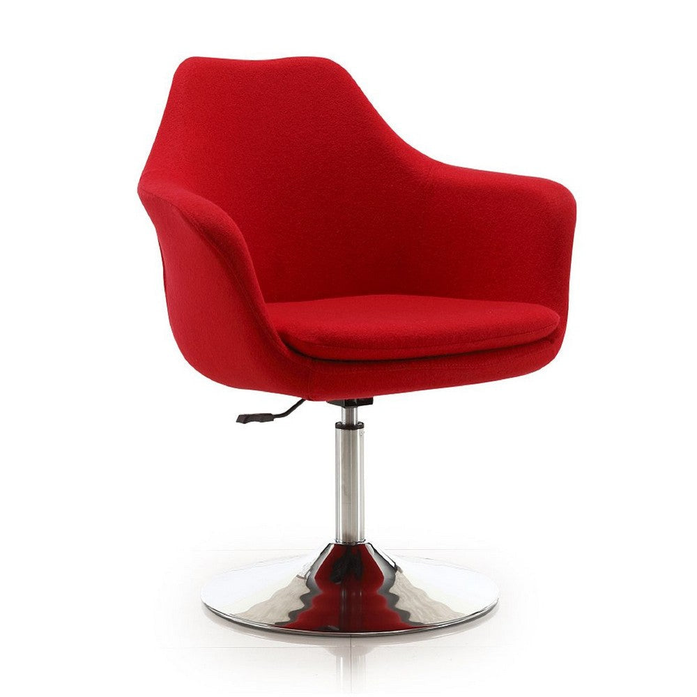 Kinsey Red and Polished Chrome Wool Blend Adjustable Height Swivel Accent Chair (Set of 2) MHC-2-AC039-RD