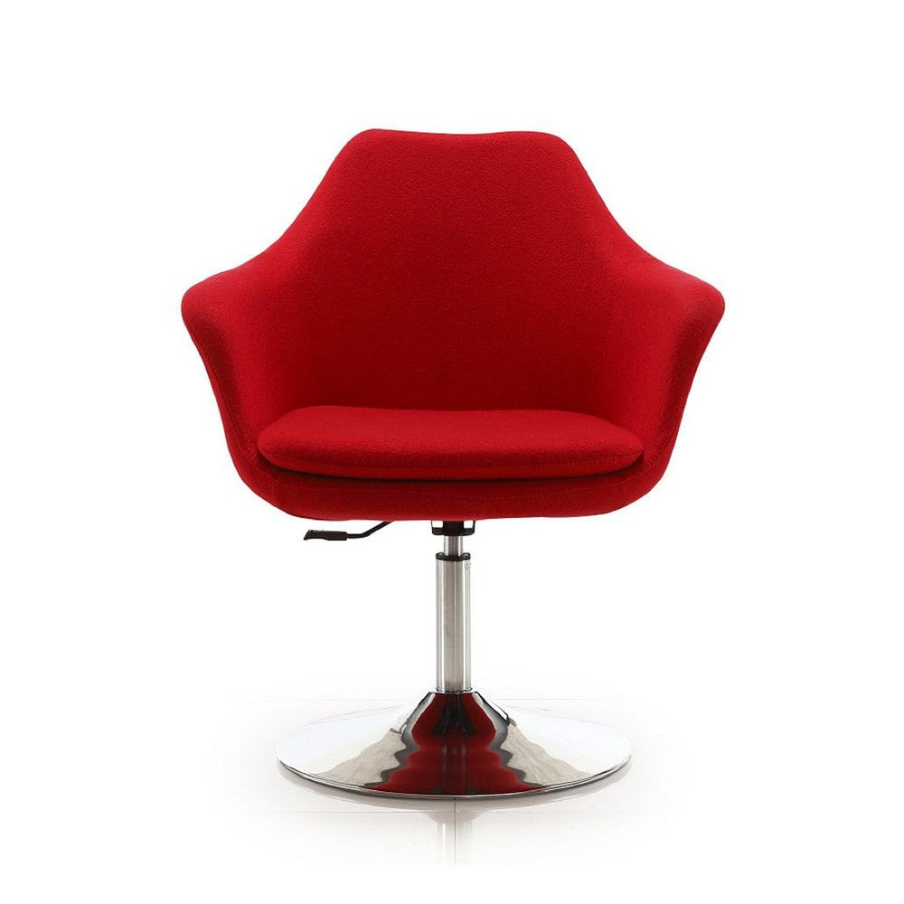 Kinsey Red and Polished Chrome Wool Blend Adjustable Height Swivel Accent Chair (Set of 2) MHC-2-AC039-RD