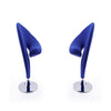 Curl Blue and Polished Chrome Wool Blend Swivel Accent Chair (Set of 2)