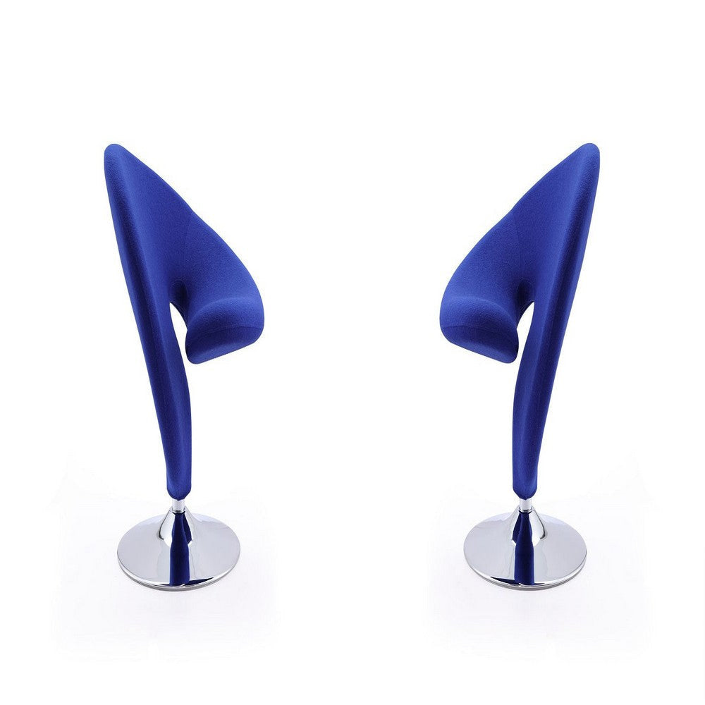 Curl Blue and Polished Chrome Wool Blend Swivel Accent Chair (Set of 2)