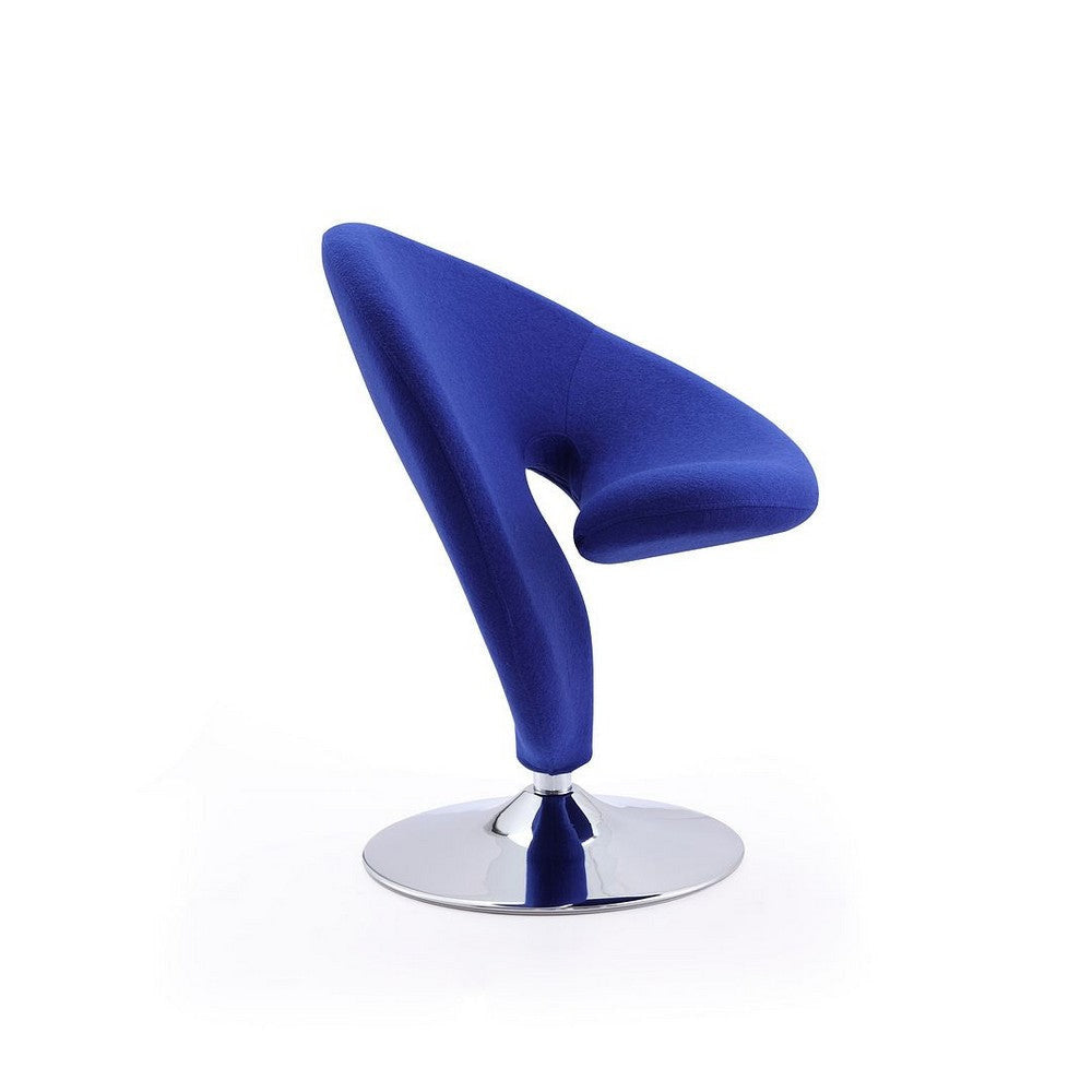 Curl Blue and Polished Chrome Wool Blend Swivel Accent Chair (Set of 2) MHC-2-AC040-BL