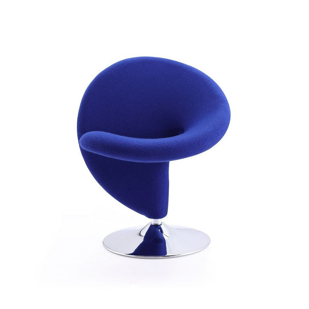 Curl Blue and Polished Chrome Wool Blend Swivel Accent Chair (Set of 2) MHC-2-AC040-BL