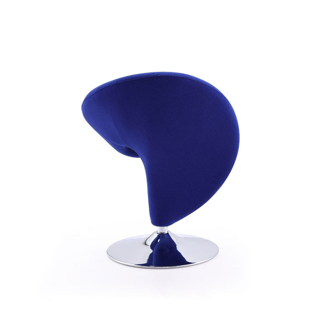 Curl Blue and Polished Chrome Wool Blend Swivel Accent Chair (Set of 2) MHC-2-AC040-BL