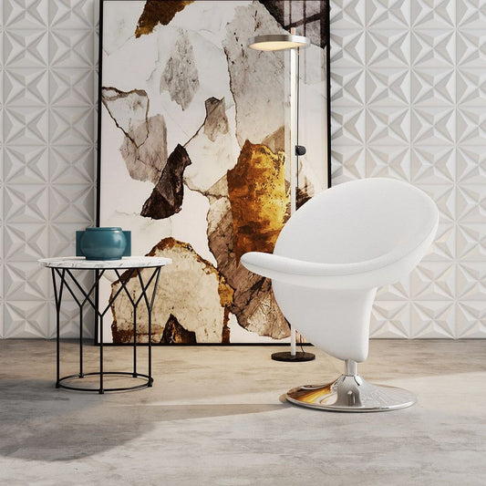 Curl Cream and Polished Chrome Wool Blend Swivel Accent Chair (Set of 2)